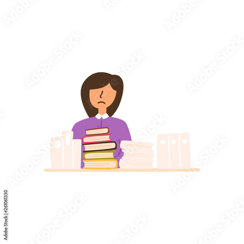 Vector flat young woman upset.