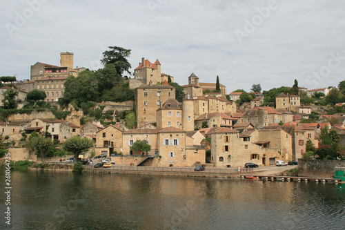city of puy-l'évêque and the river lot (france)