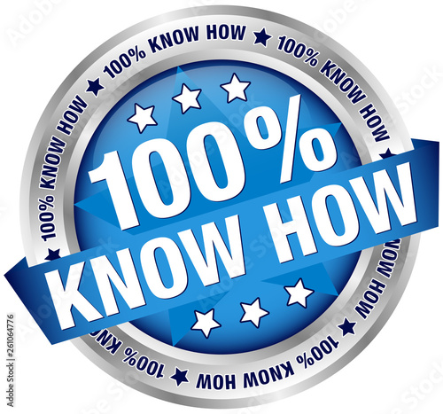 Button Banner "100 % Know How" Blau/Silber