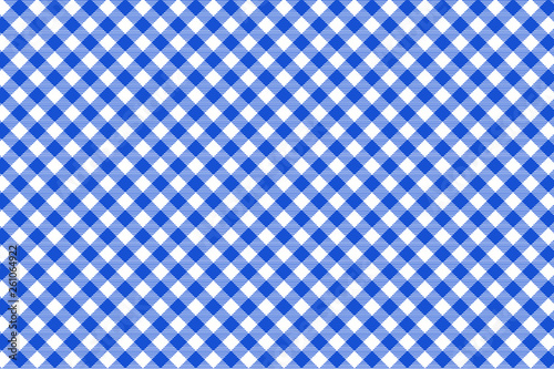 Blue and white tablecloth pattern, Texture from rhombus/squares for - plaid, tablecloths, clothes, shirts, dresses, paper, blankets and other textile products. Vector illustration.
