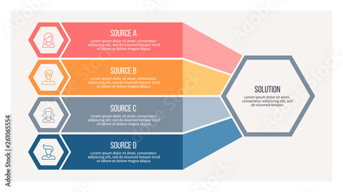 Business infographic. Organization chart with 4 options. Vector template.