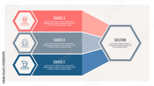 Business infographic. Organization chart with 3 options. Vector template.