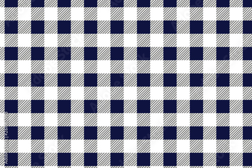 Blue and white tablecloth pattern, Texture from rhombus/squares for - plaid, tablecloths, clothes, shirts, dresses, paper, blankets and other textile products. Vector illustration.
