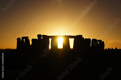 Silhouette of Stonehenge mysterious monument in sunset