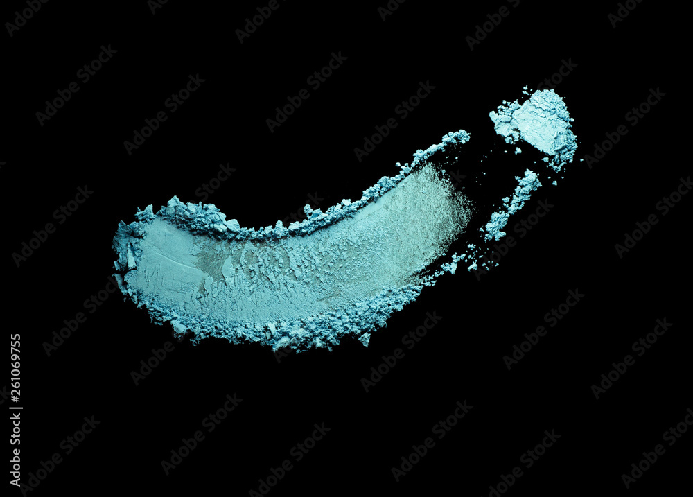 Eye shadow light pastel colors emerald blue purple smudge black isolated background Eye shadow light pastel colors emerald blue purple smudge black isolated background
