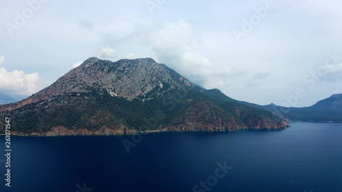 Aerial shot flight above the mountain forest in Black Sea region of Turkey. Nebiyan mountain. photo