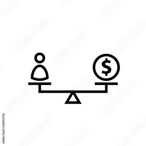 Labor cost concept outline icon. Clipart image isolated on white background