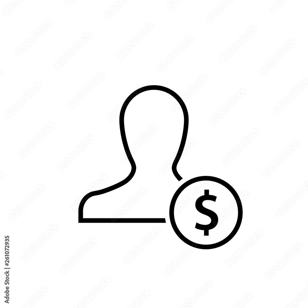Labor cost concept outline icon. Clipart image isolated on white