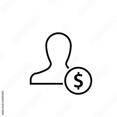 Labor cost concept outline icon. Clipart image isolated on white background