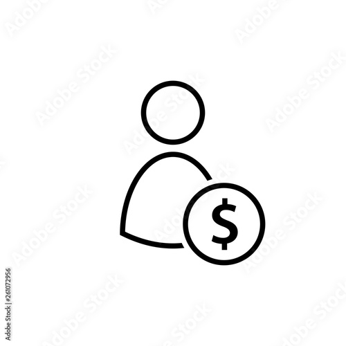 Labor cost concept outline icon. Clipart image isolated on white background
