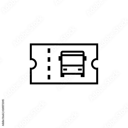 Bus ticket outline icon. Clipart image isolated on white background