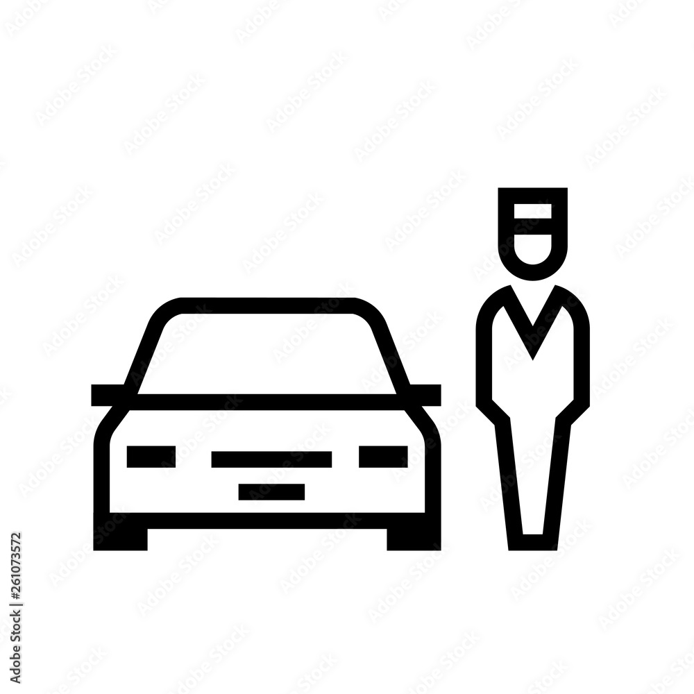 Parking valet outline icon. Clipart image isolated on white background