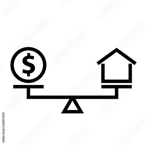 Mortgage balance concept silhouette icon. Clipart image isolated on white background