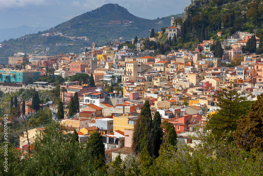 Taormina. Aerial view of the city.