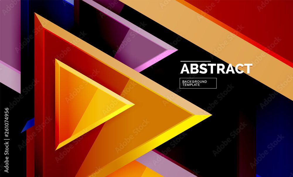 Flying triangles compostion geometric background