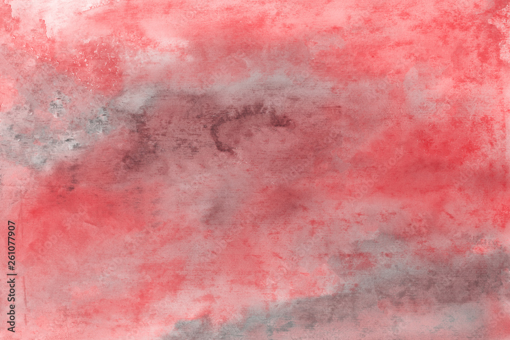Fototapeta premium Red watercolor and ink paper textures on white background. Chaotic stylish abstract organic design.