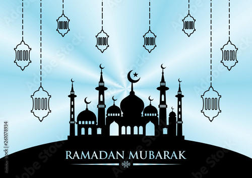 Ramadan design with silhouette of the mosque
