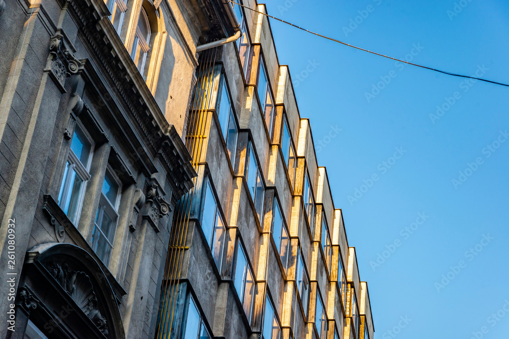 The close-up on the building in Budapest The close-up on the building in Budapest