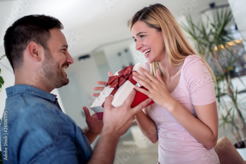 Couple celebrating at home