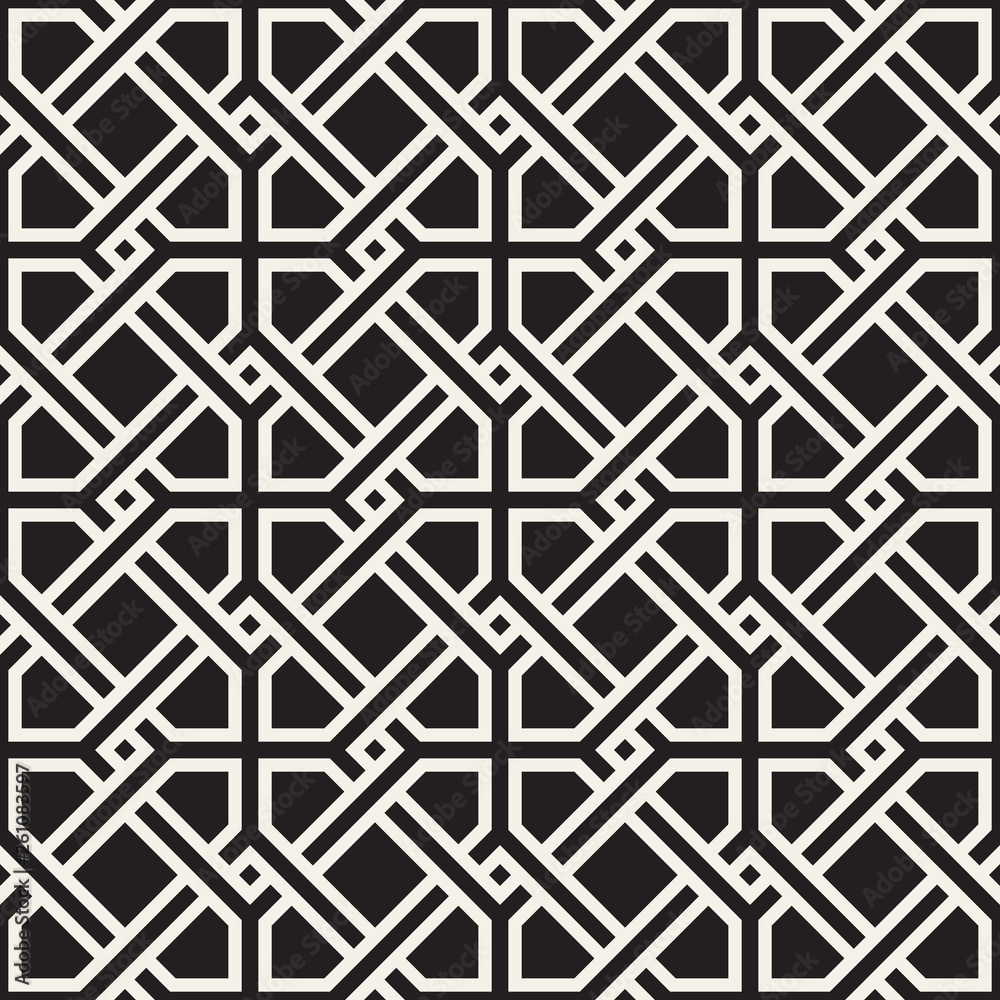 Vector seamless pattern. Modern abstract lattice design. Repeating geometric interlaced lines.