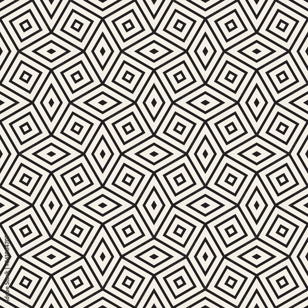 Vector seamless geometric pattern. Contemporary stylish rhombus tiles. Polygonal linear grid.