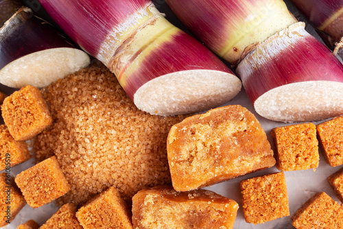 Sugarcane, and derivatives of brown sugar and panela from Colombia photo