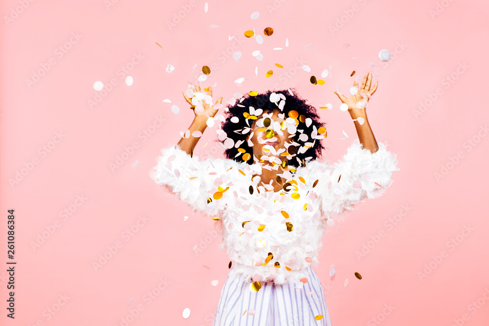 Confetti throw- celebrate success and happiness Stock Photo | Adobe Stock