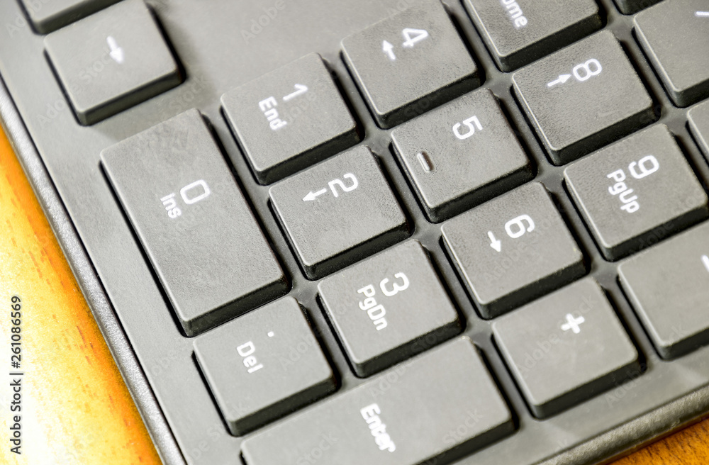 Black slim keyboard computer. A peripheral input device Black slim keyboard computer. A peripheral input device