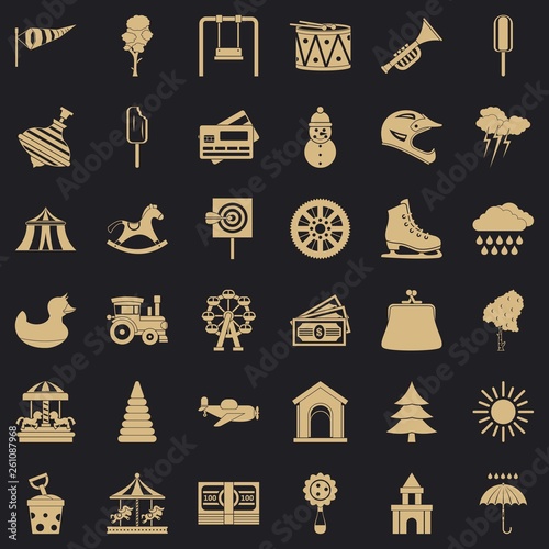 Children carousel icons set. Simple style of 36 children carousel vector icons for web for any design