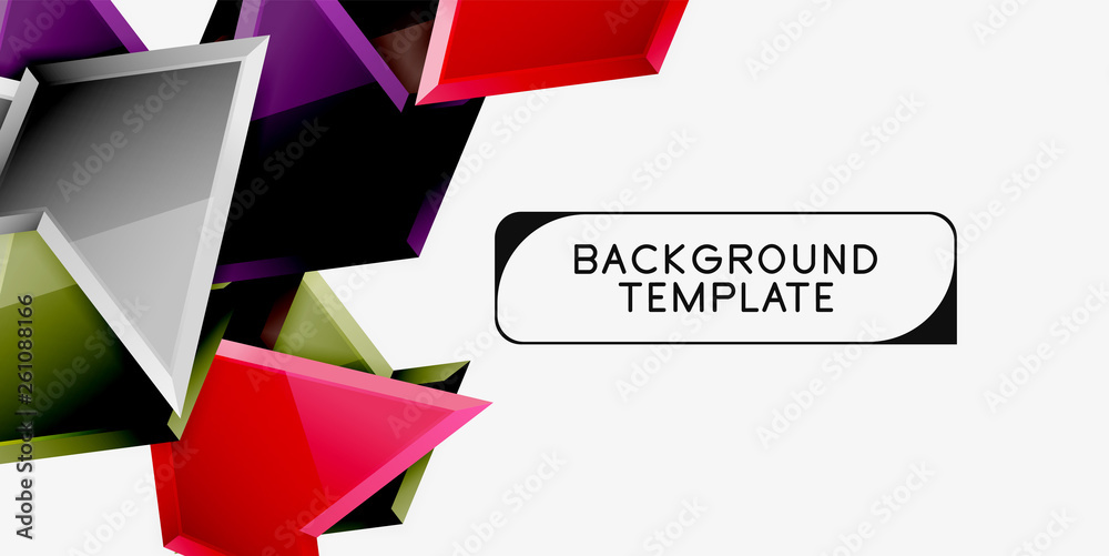 Minimal geometrical triangles with 3d effect abstract background template