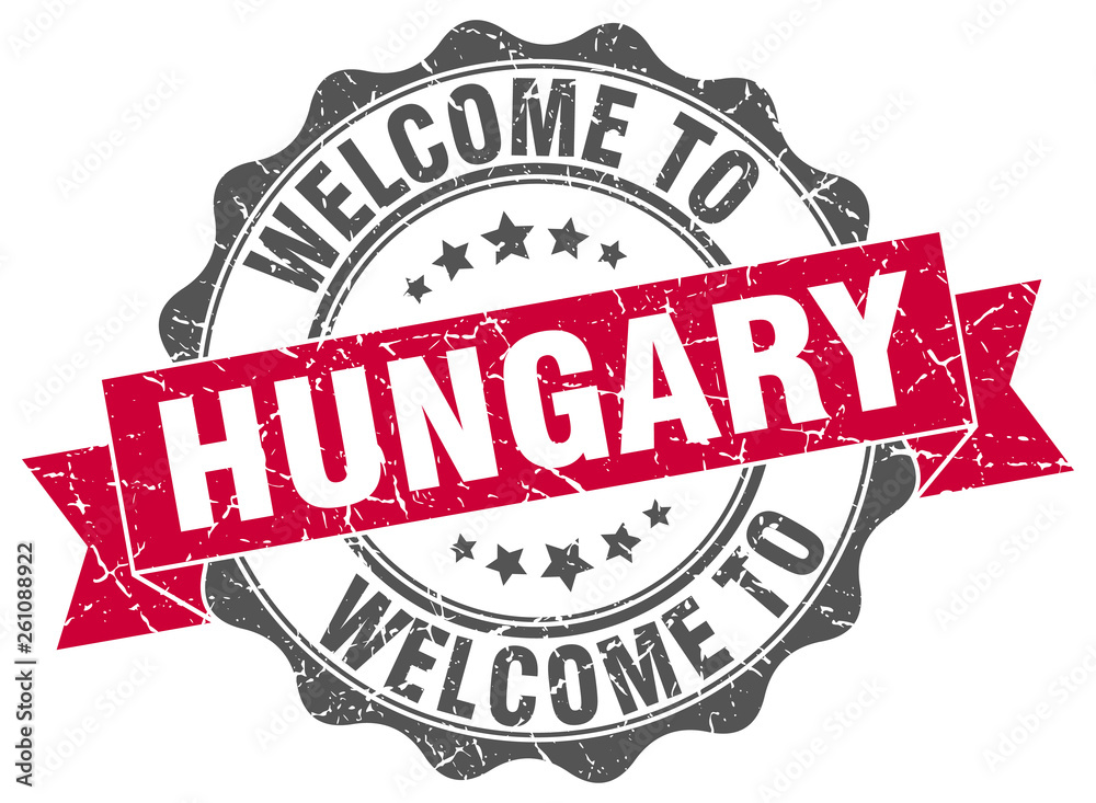 Fototapeta premium Hungary round ribbon seal