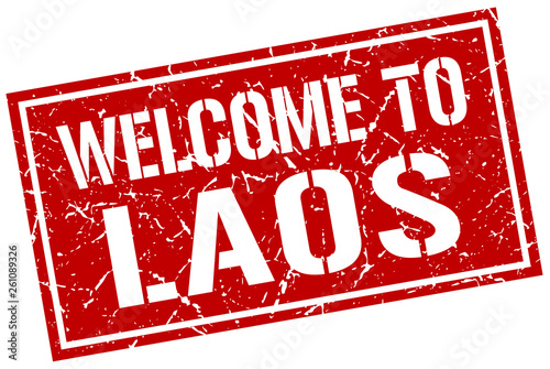 welcome to Laos stamp