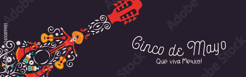 Cinco de Mayo guitar banner of culture icons