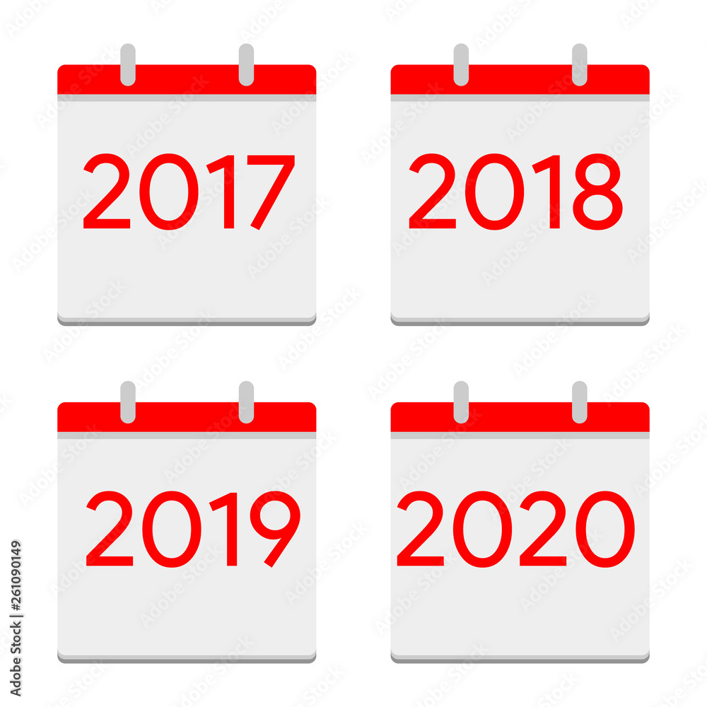 Flat design calendar icons 2017, 2018, 2019, 2020. New year symbol. Flat design calendar icons 2017, 2018, 2019, 2020. New year symbol.