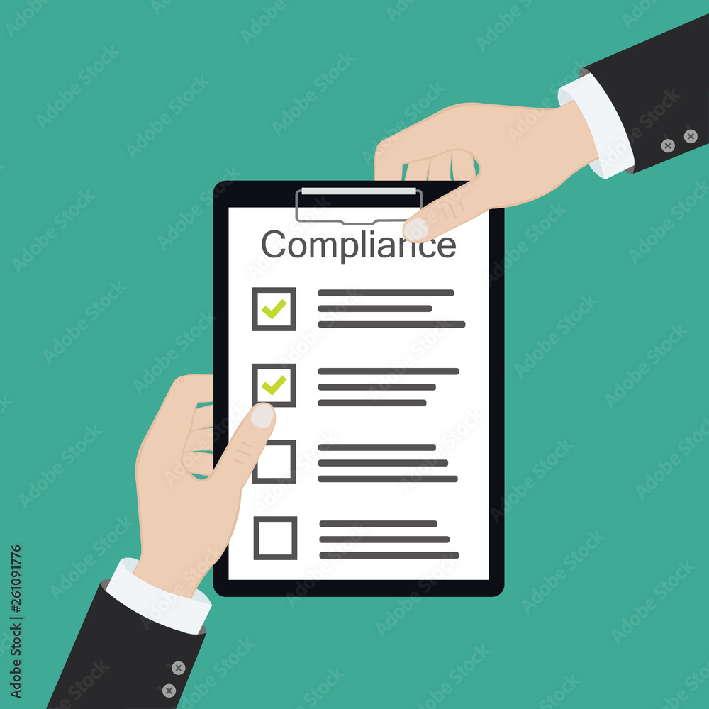 Сompliance to regulation process standard industry company vector illustration Сompliance to regulation process standard industry company vector illustration