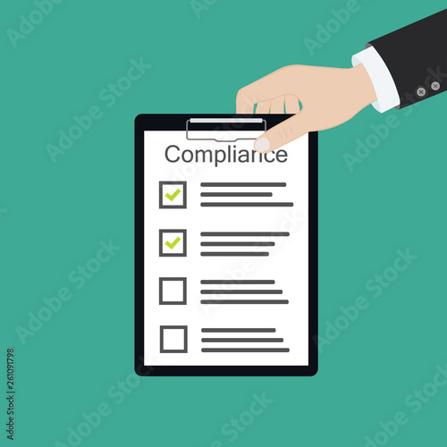 Сompliance to regulation process standard industry company vector illustration
