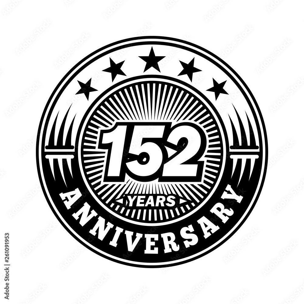 152 years anniversary. Anniversary logo design. Vector and illustration.