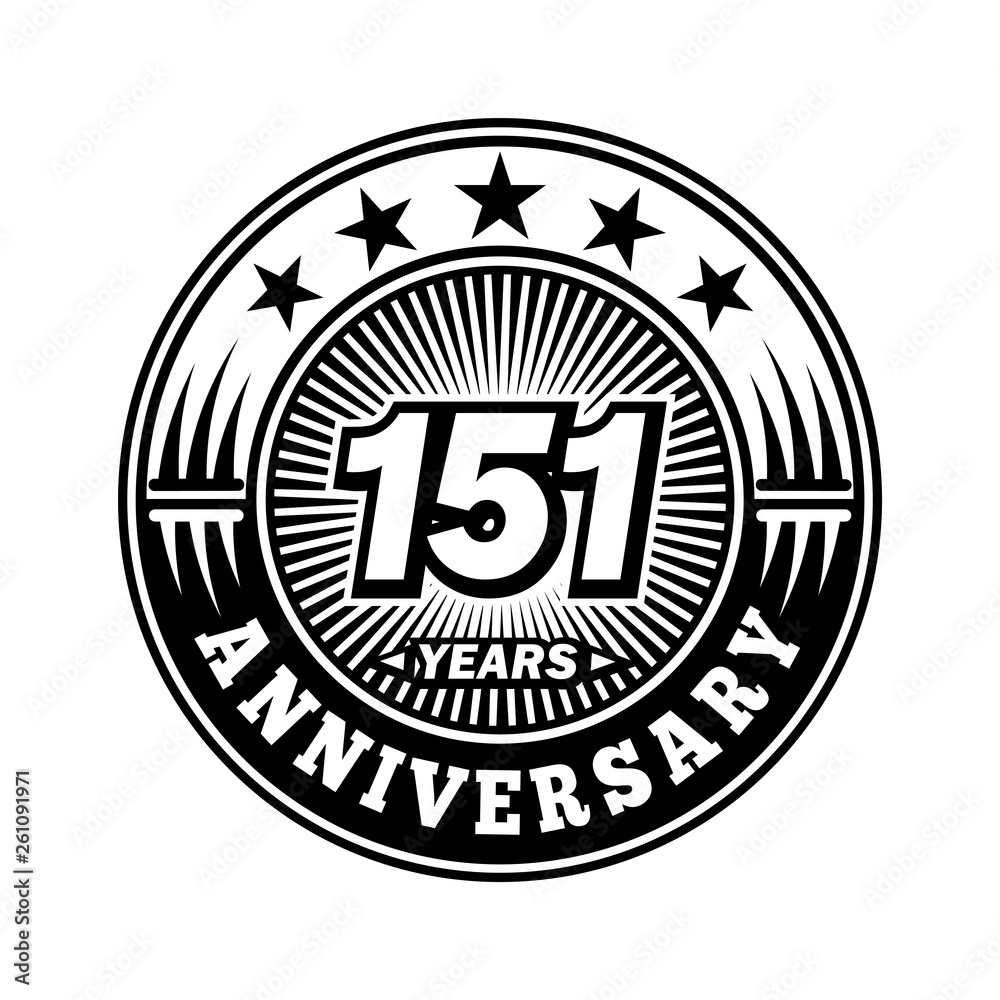 151 years anniversary. Anniversary logo design. Vector and illustration.