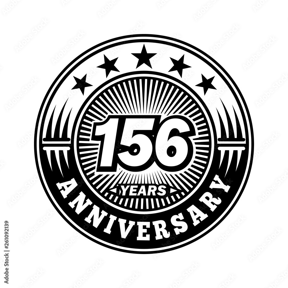 156 years anniversary. Anniversary logo design. Vector and illustration.