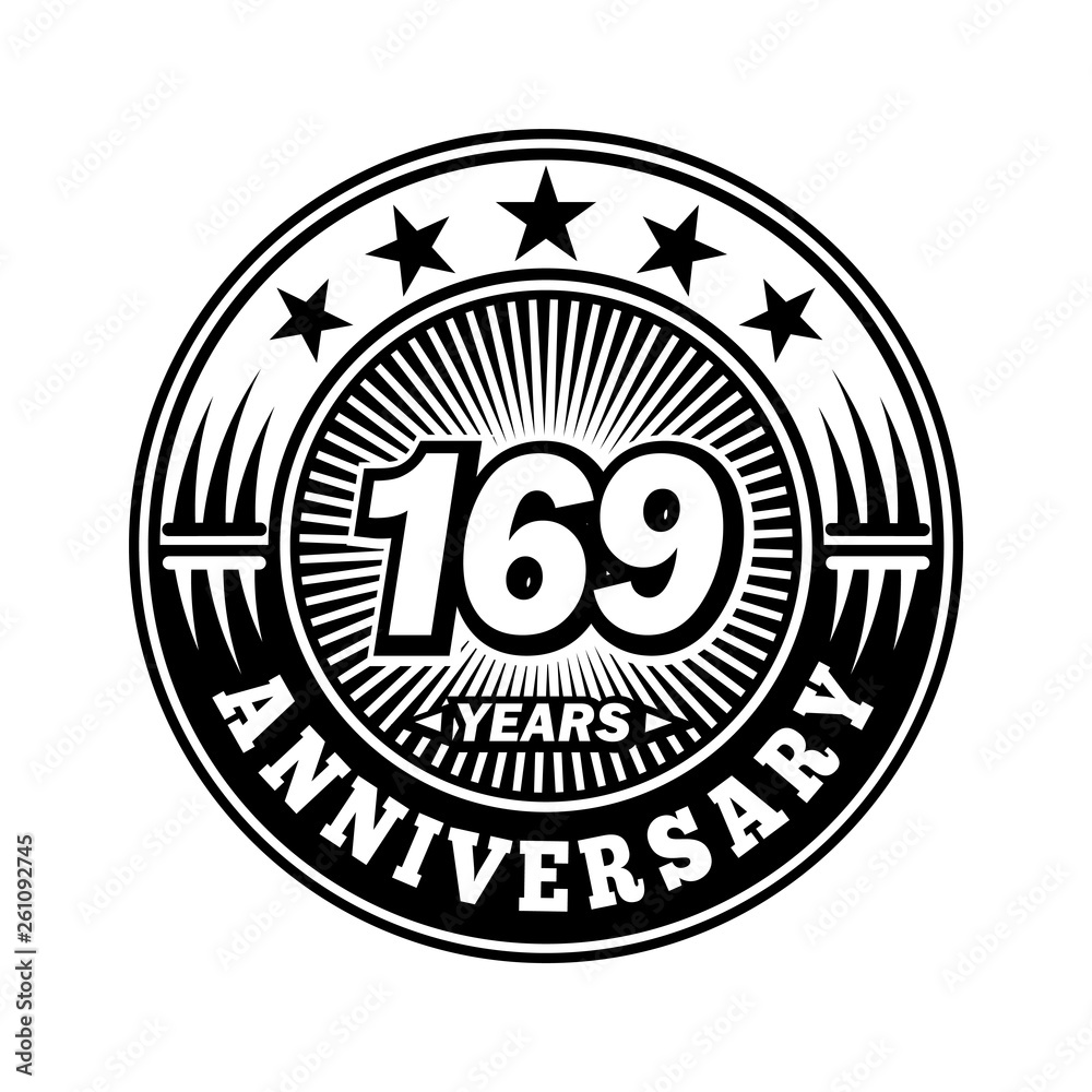169 years anniversary. Anniversary logo design. Vector and illustration.