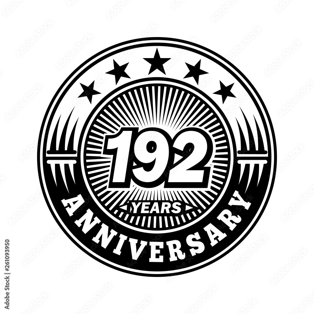 192 years anniversary. Anniversary logo design. Vector and illustration.