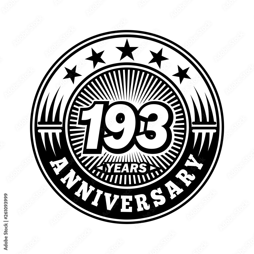 193 years anniversary. Anniversary logo design. Vector and illustration.