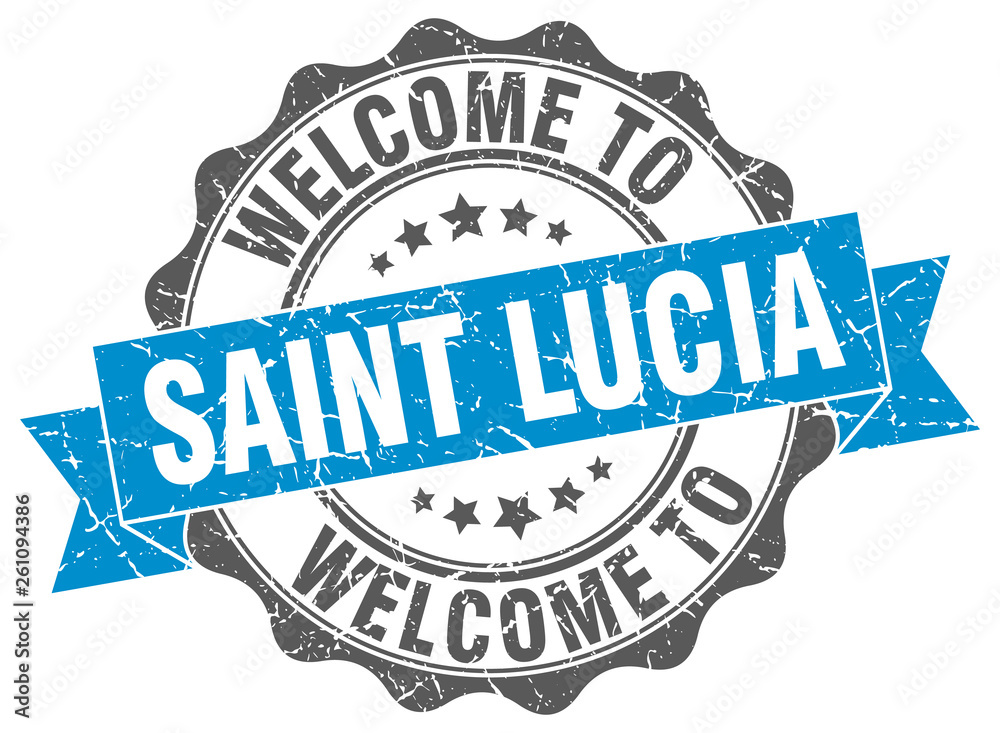 Fototapeta premium Saint Lucia round ribbon seal