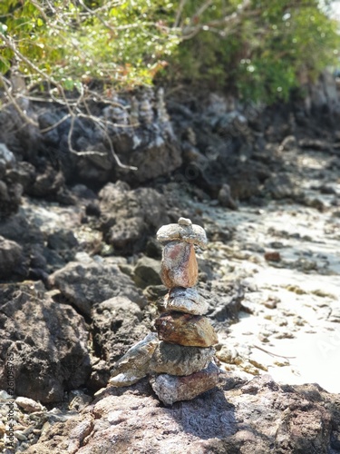 stone rock formation pattern beach thailand koh yao noi