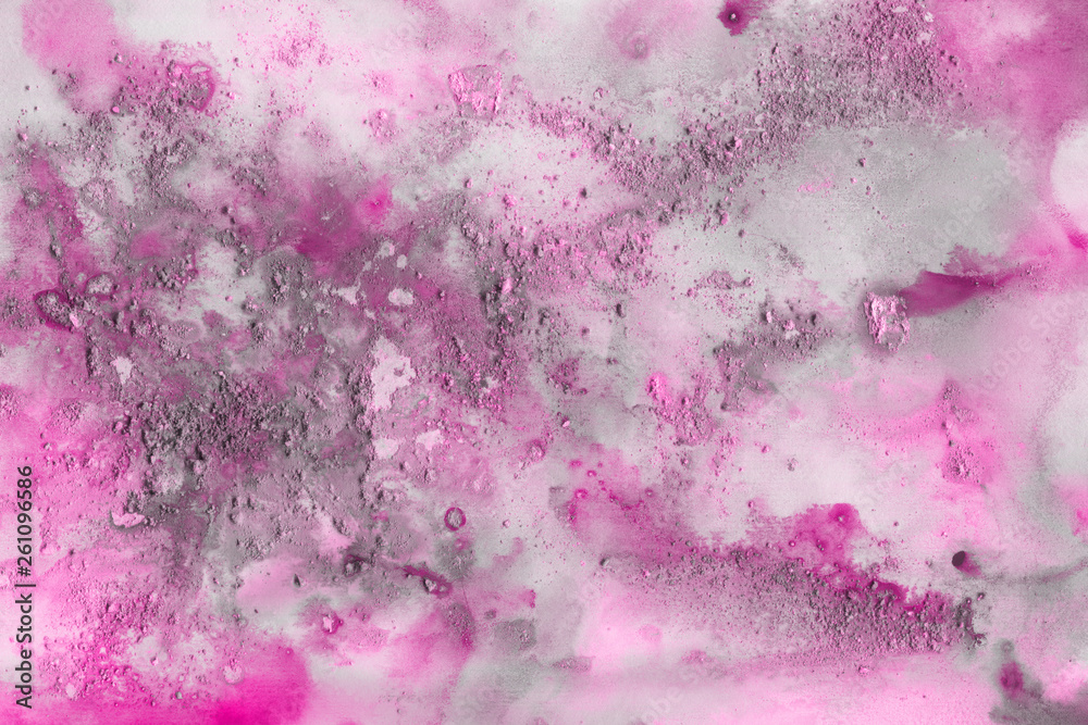 Fototapeta Różowe akwareli i atramentu papieru tekstury na białym tle. Chaotyczny stylowy abstrakcjonistyczny organicznie projekt.