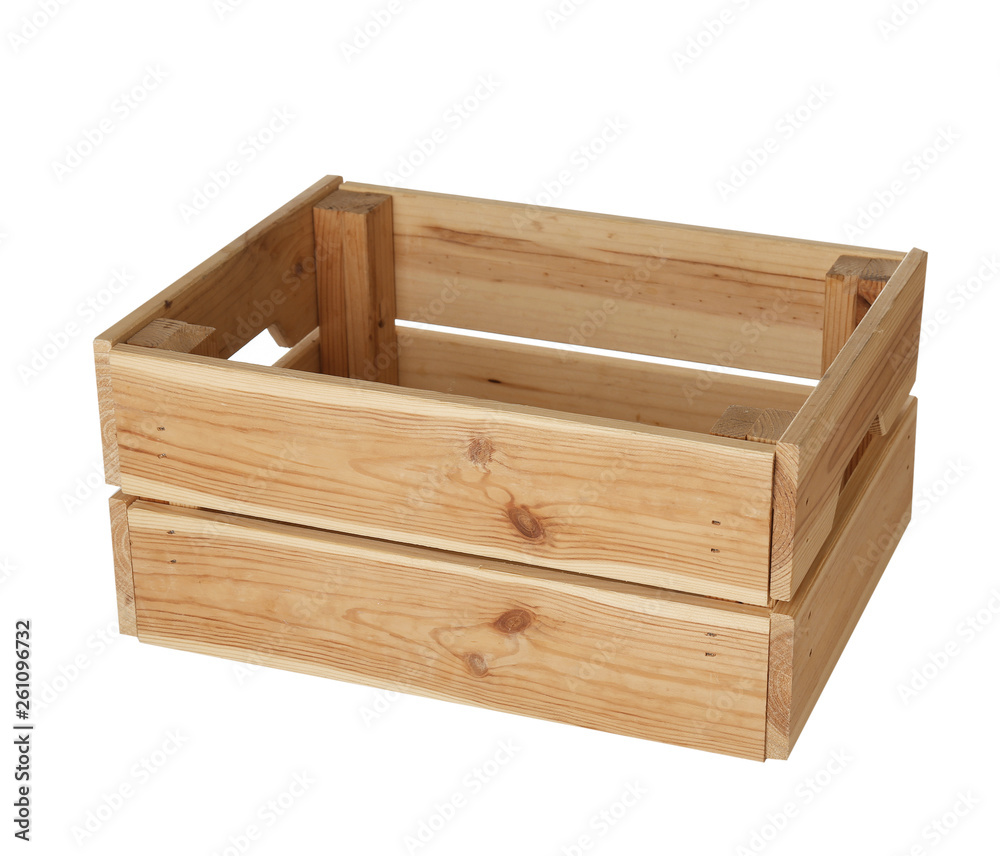 Wooden crate on white background. Shipping container Wooden crate on white background. Shipping container