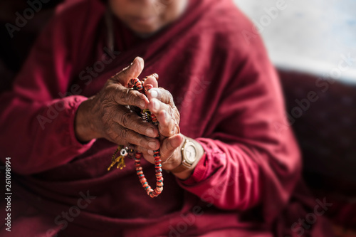 Buddhist Lama Holy Man Blessing Prayer Beads