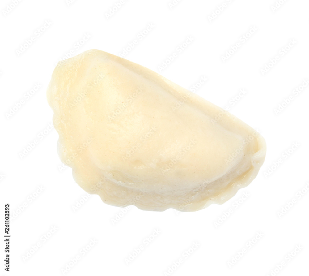 Tasty boiled dumpling on white background, top view Tasty boiled dumpling on white background, top view