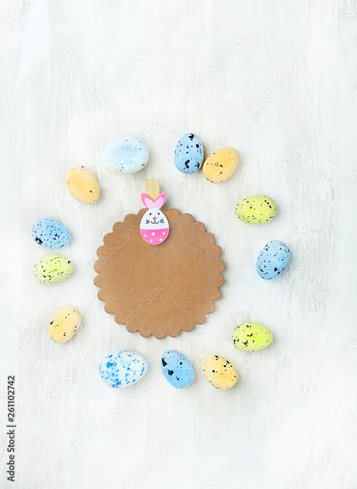 Happy Easter concept. bunny toy and egg frame. Easter holiday background, spring season. rabbit and colorful egg, Easter idea, minimalist stylish decor. Close up, Soft focus. copy space. Happy Easter concept. bunny toy and egg frame. Easter holiday background, spring season. rabbit and colorful egg, Easter idea, minimalist stylish decor. Close up, Soft focus. copy space.