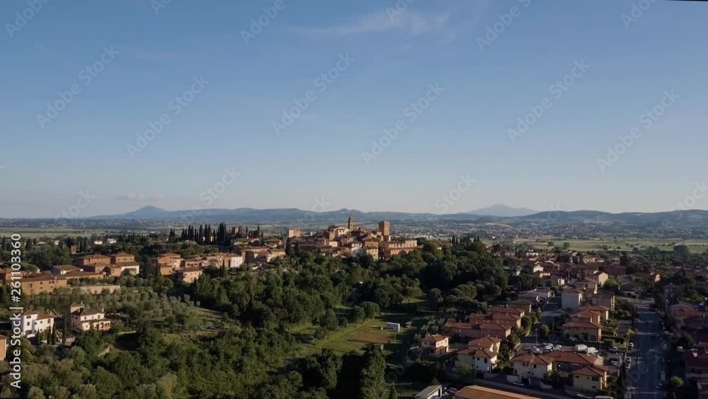 Aerial Small Italian village in the mountains Aerial Small Italian village in the mountains
